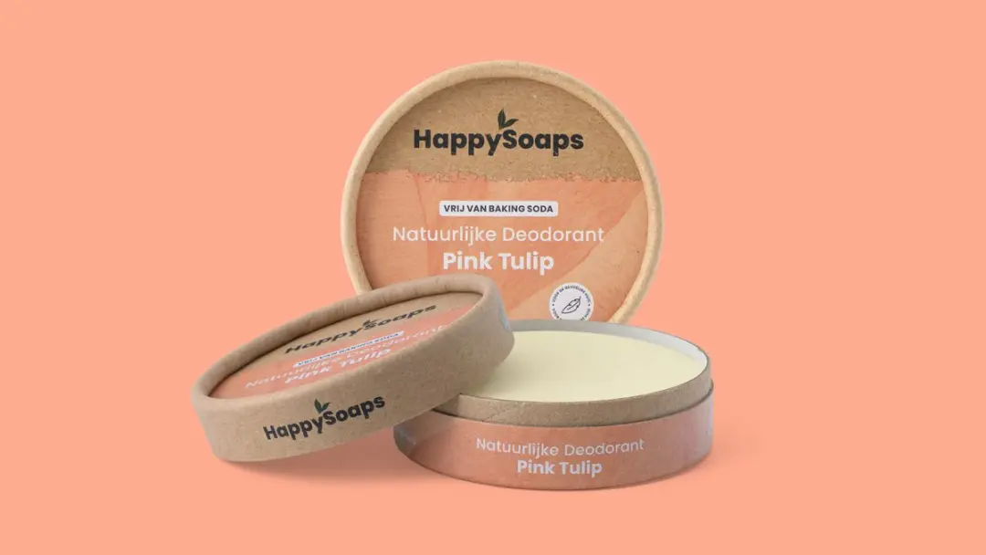 HappySoaps Pink Tulip Deodorant Gevoelige Huid - 3x45g Plasticvrij Vegan