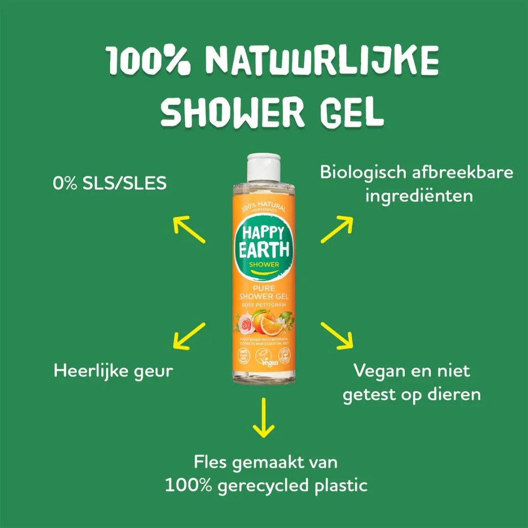 Happy Earth Douchegel Rose Petitgrain - 6x300ml