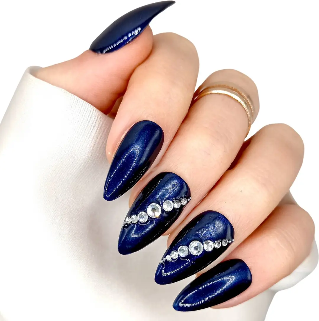 SD Press on Nails No. 131 The Spirit Plaknagels - Blauwe Rhinestones - 20 Stuks