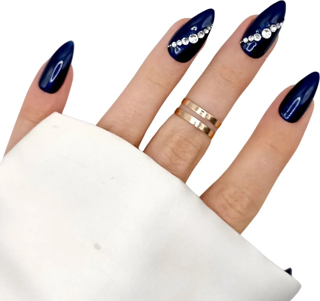 SD Press on Nails No. 131 The Spirit Plaknagels - Blauwe Rhinestones - 20 Stuks