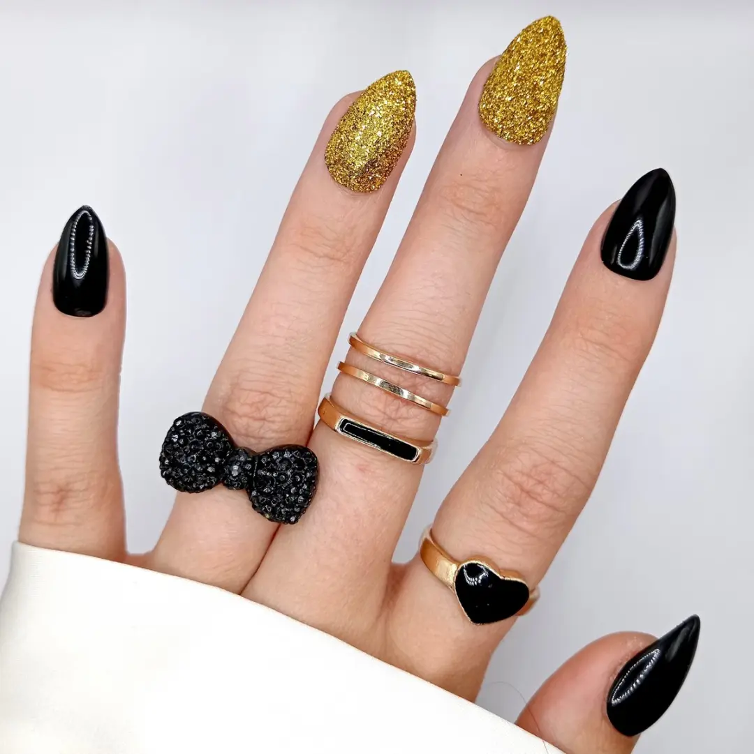 SD Press on Nails No. 2 Gold Dust Medium Stiletto - 20 Stuks
