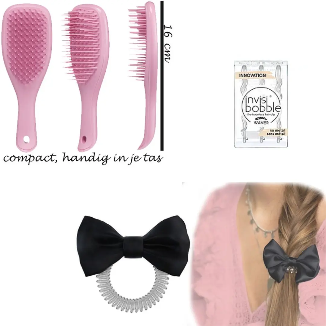 Tangle Teezer Set Wet Detangling Hairbrush - 3 Stuks - Roze/Zwart