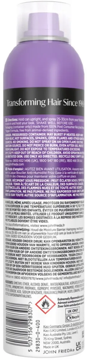 John Frieda Frizz Ease Moisture Barrier Hairspray 250ml
