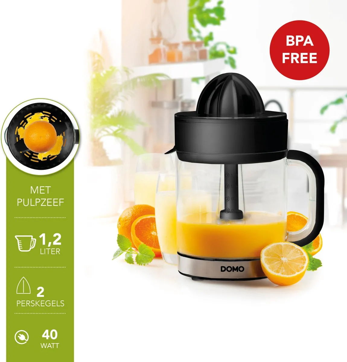 Domo DO9235J Citruspers - 1,2L - Zwart