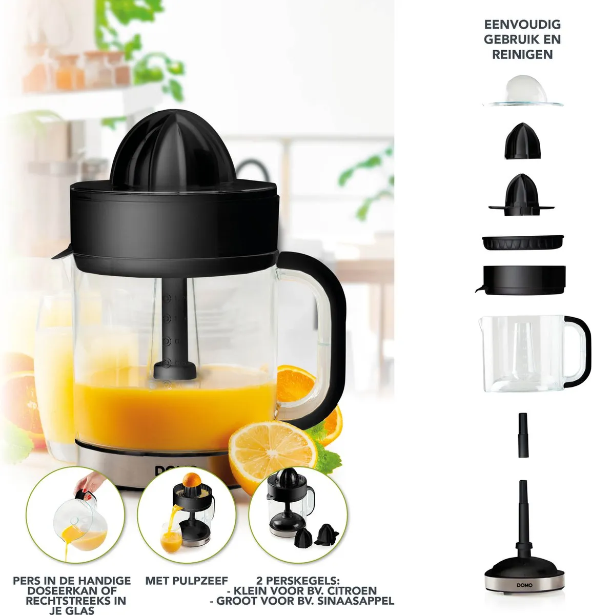 Domo DO9235J Citruspers - 1,2L - Zwart