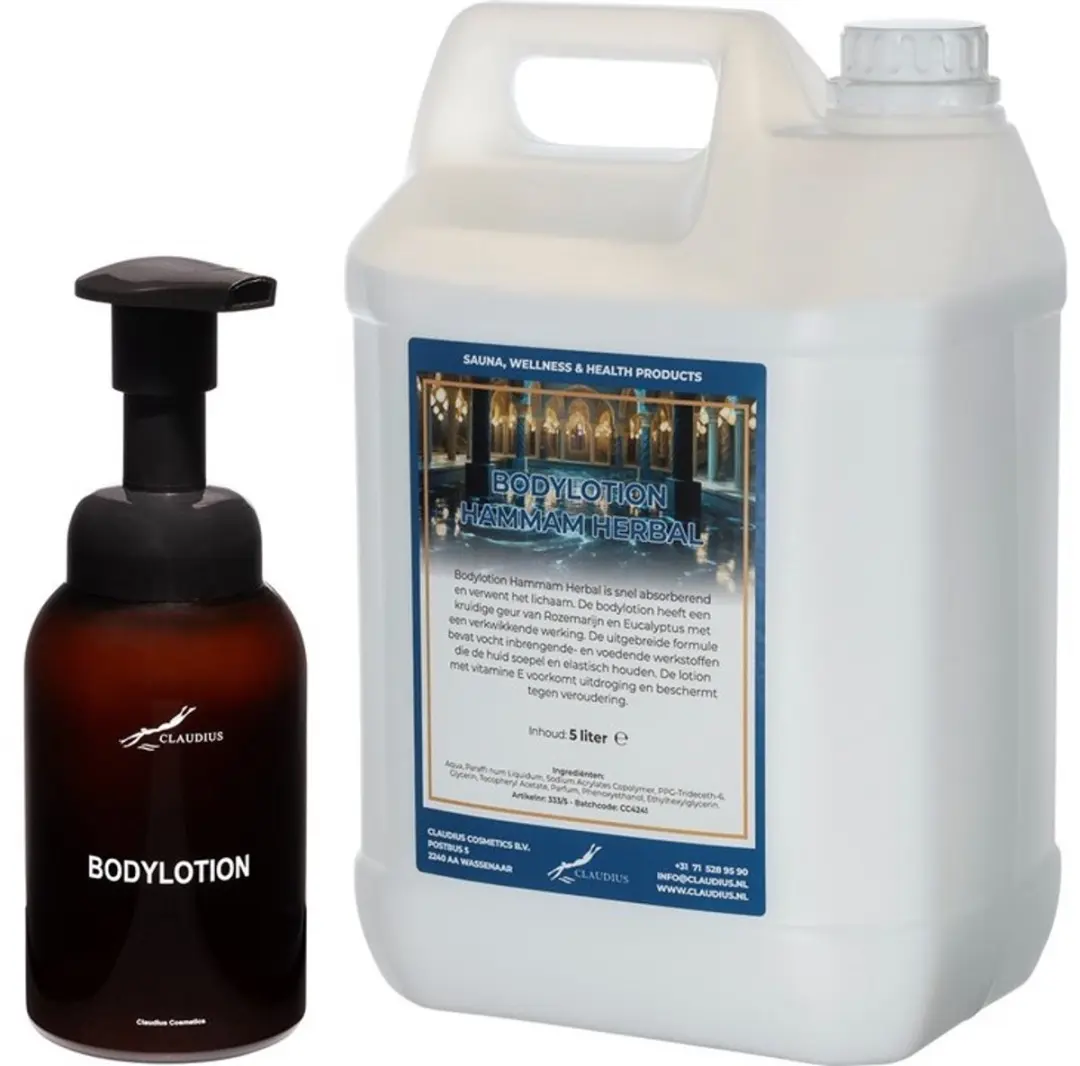 Splashbox Cosmetics Zeepdispenser 300ml + Hammam Herbal Bodylotion 5L