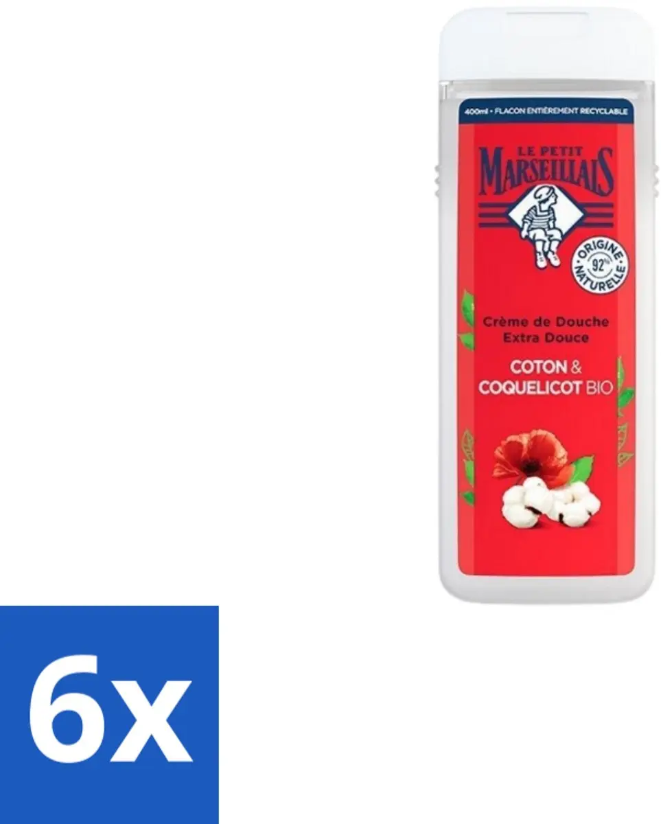 Le Petit Marseillais Douchegel Bio Katoenmelk & Papaver 400ml