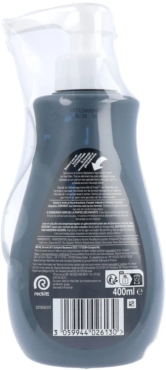 Veet Men Total Pro Ontharingscrème 400ml - Gevoelige Huid - afbeelding 6 van 6