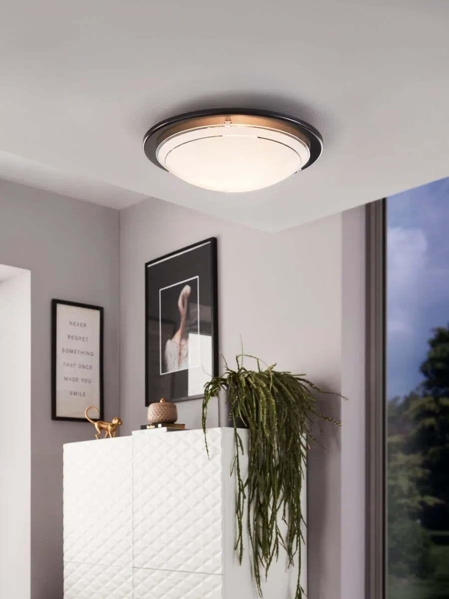 Eglo Planet 1 Plafondlamp E27 Ø29cm - Zwart/Wit