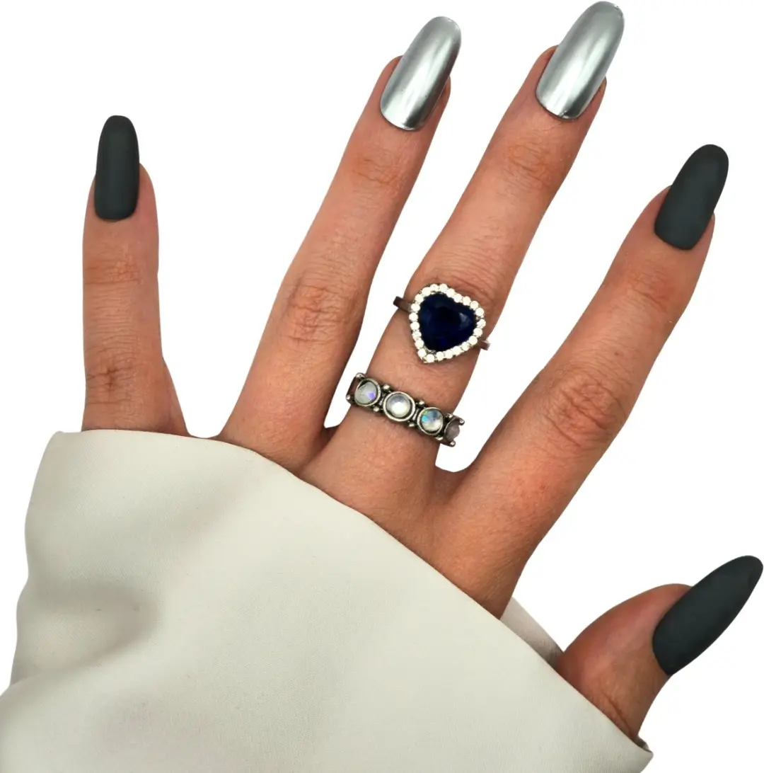 SD Press on Nails B-275 Plaknagels - Matte Grijs Metallic Silver - 20 Stuks