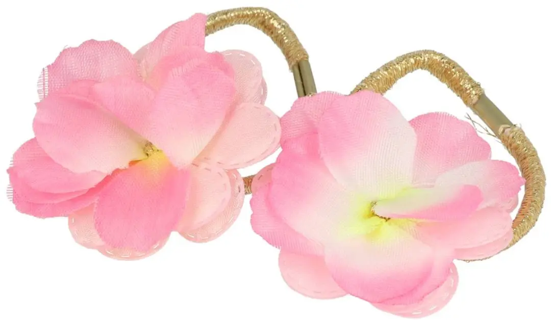Haarsoires Haarelastieken Bloem 5cm Goud Roze