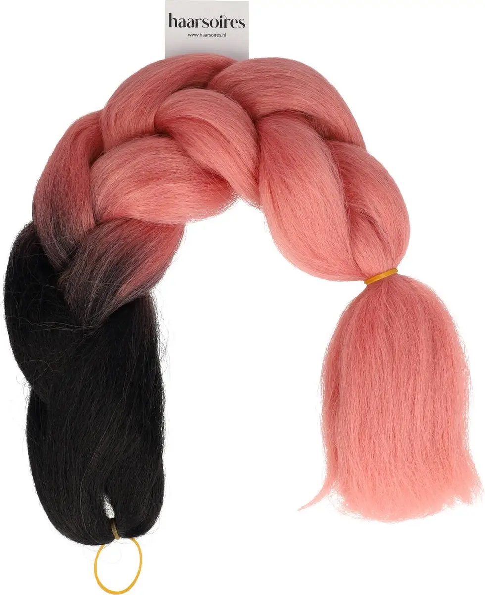 Haarsoires Imitatiehaar Jumbo Braids 60cm - Roze Zwart