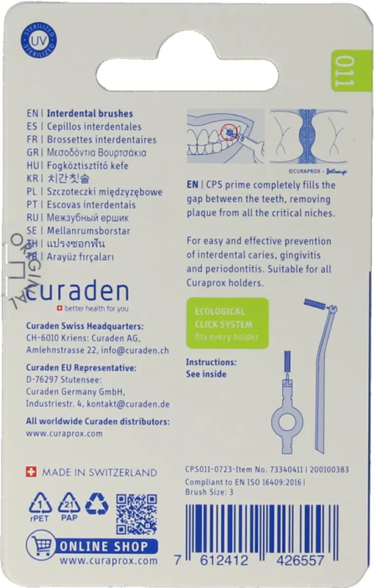 Curaprox Interdentale Rager Prime Navulling CPS 011 Groen 5,0mm - 8 Stuks
