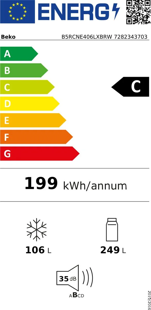Beko B5RCNE406LXBRW Koelvriescombinatie 355L - Zwart