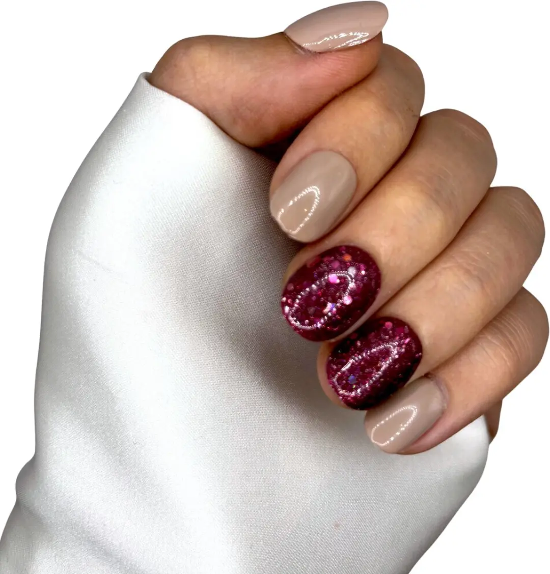 SD Press on Nails B-81 Plaknagels - Nude Roze Glitter - 20 Stuks - afbeelding 6 van 6