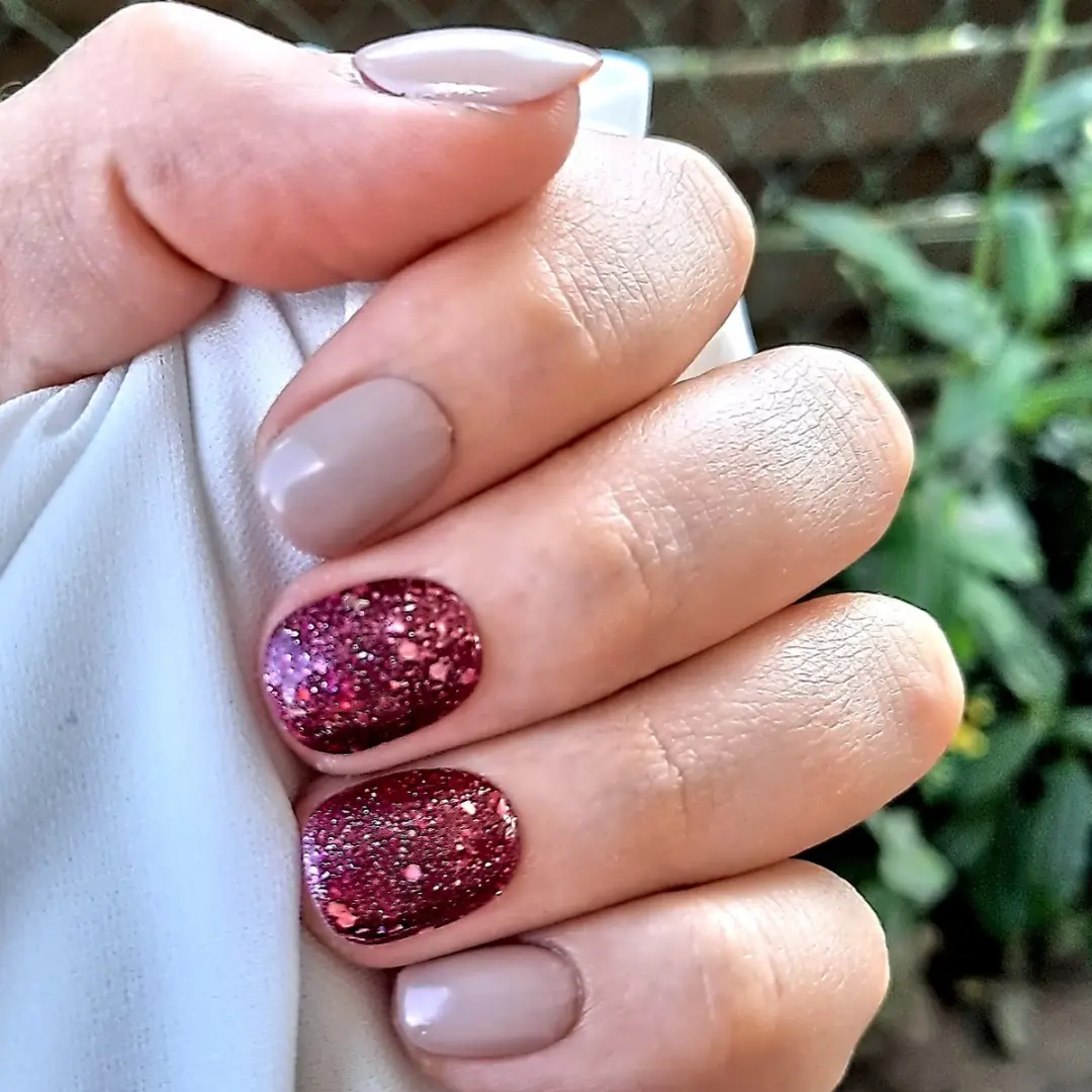 SD Press on Nails B-81 Plaknagels - Nude Roze Glitter - 20 Stuks