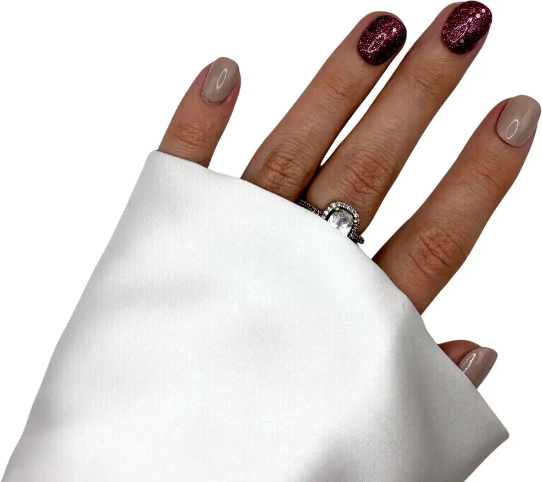 SD Press on Nails B-81 Plaknagels - Nude Roze Glitter - 20 Stuks