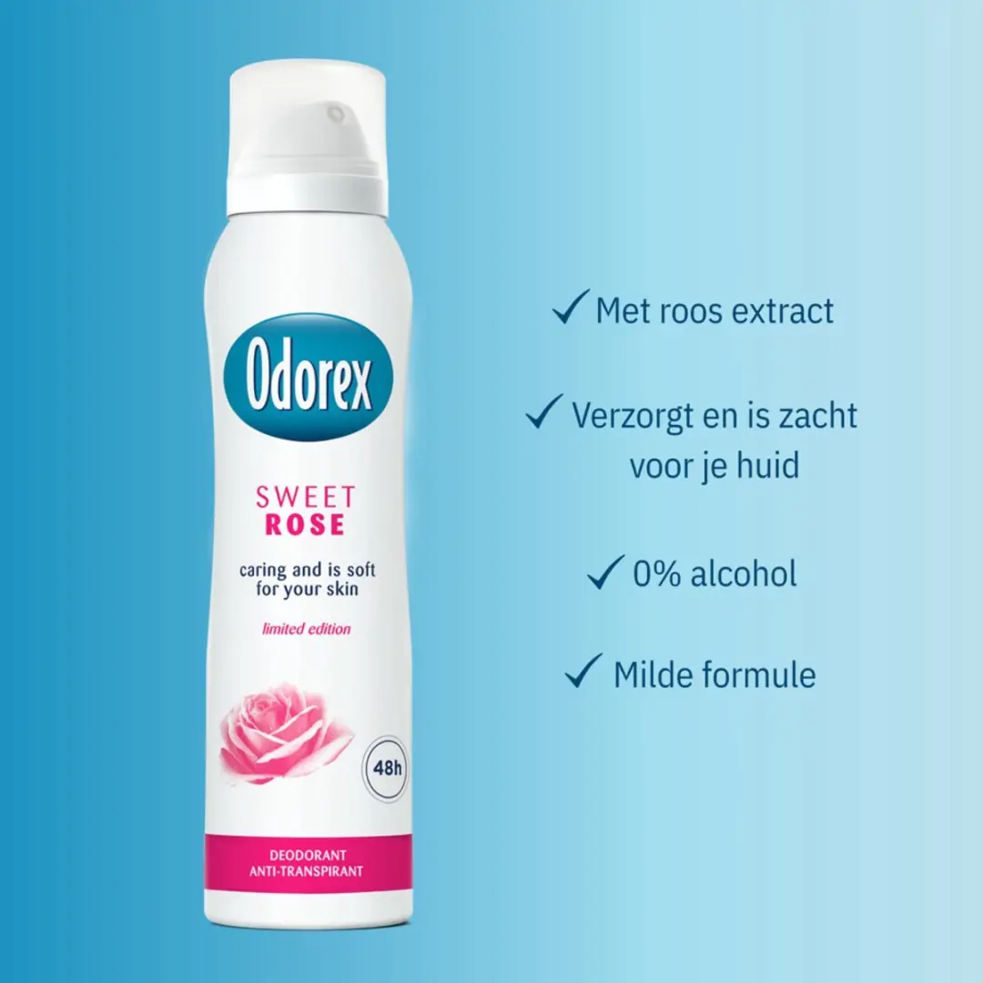 Odorex Deo Spray Sweet Rose 150ml - 12 Stuks
