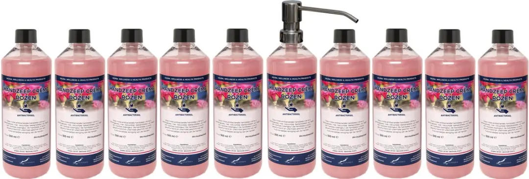 Splashbox Cosmetics Handzeep Crème Rozen 500ml - Set van 10