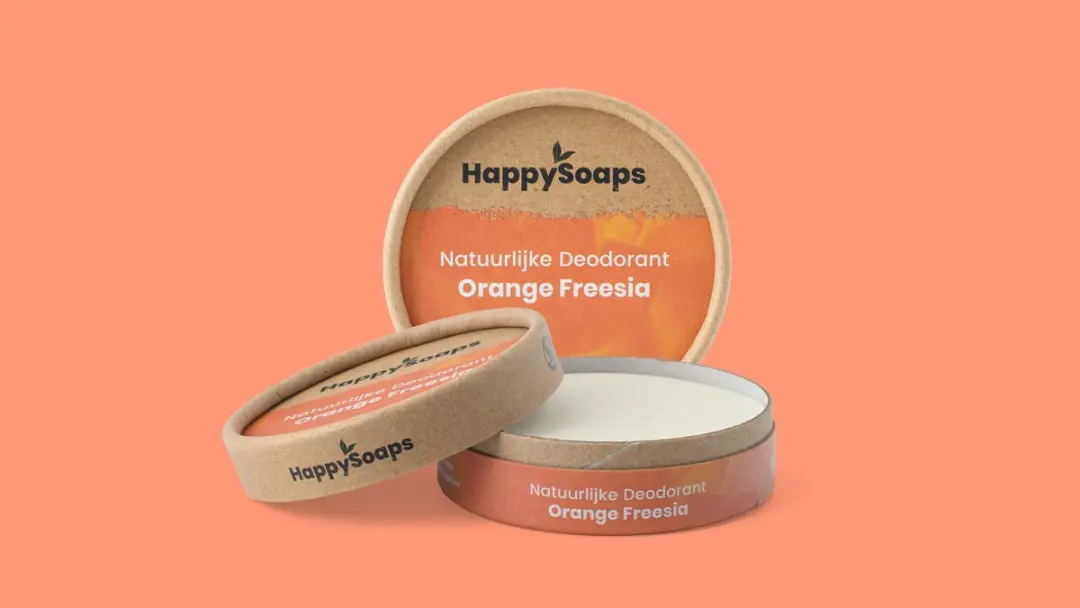 HappySoaps Orange Freesia Deodorant - 3x45g Plasticvrij Vegan