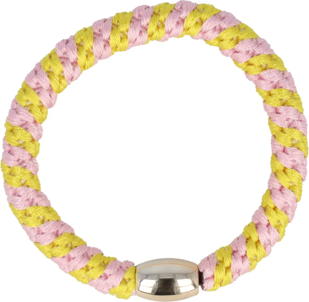 Haarsoires Basic Haarelastieken Streep Patroon - 5 Stuks - Roze/Geel