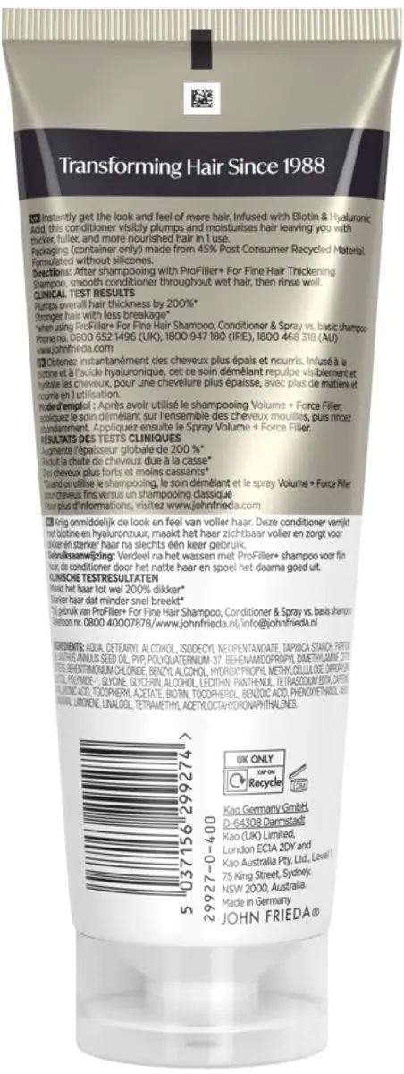 John Frieda PROfiller+ Conditioner 250ml
