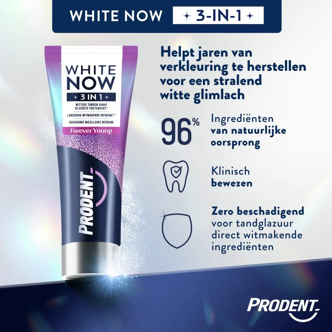 Prodent White Now Tandpasta 3-in-1 Forever Young - 12x75ml