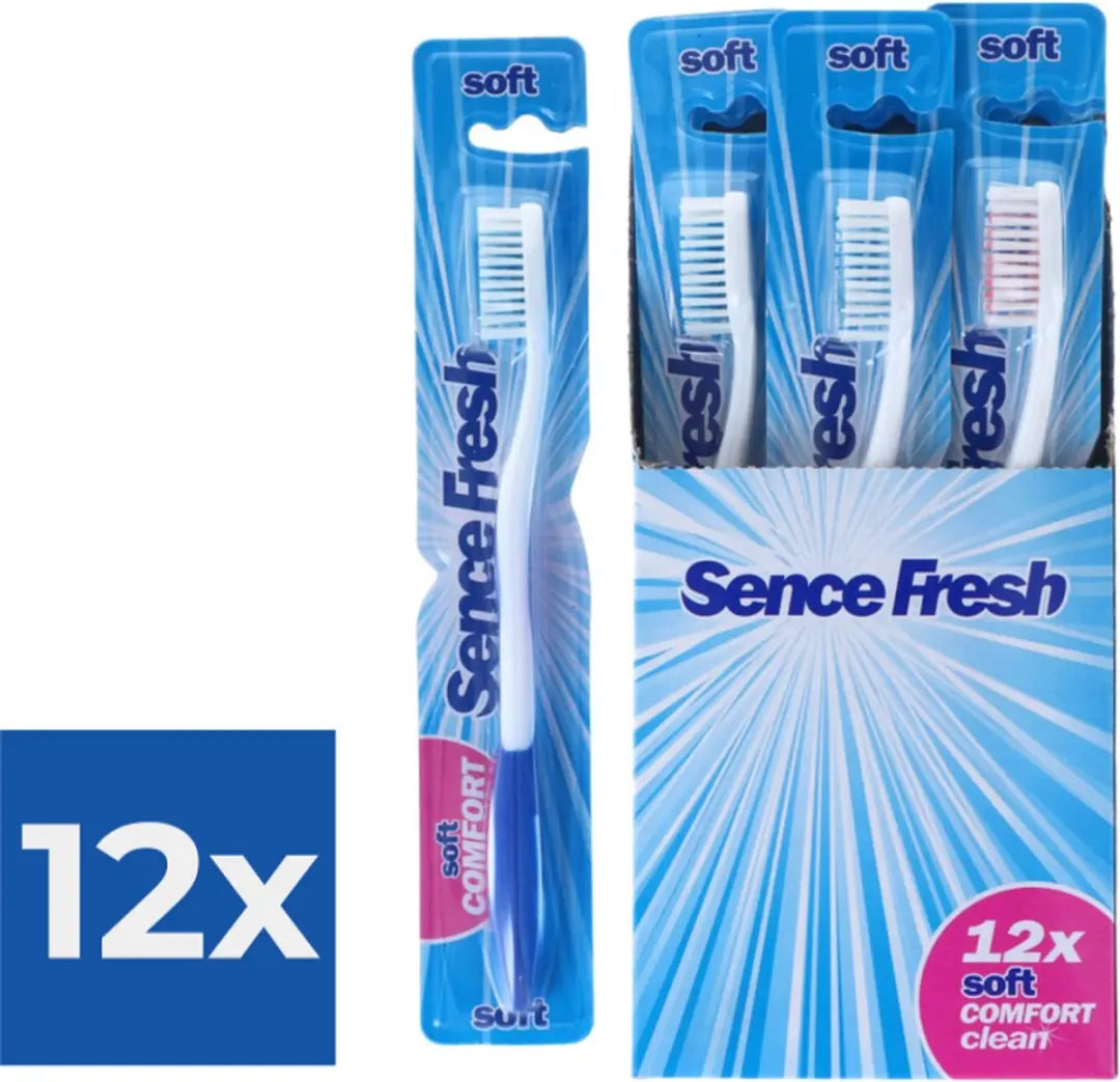 Sence Tandenborstels Fresh Soft Comfort - 12 Stuks - Blauw/Wit