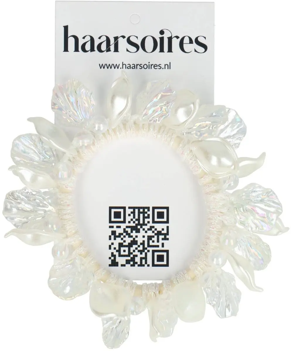 Haarsoires Haarelastiek Schelpen Bladvorm - Transparant Wit