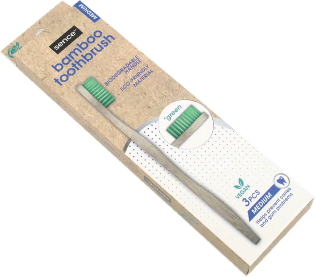 Sence Bamboo Tandenborstel Medium - 6 Stuks Groen