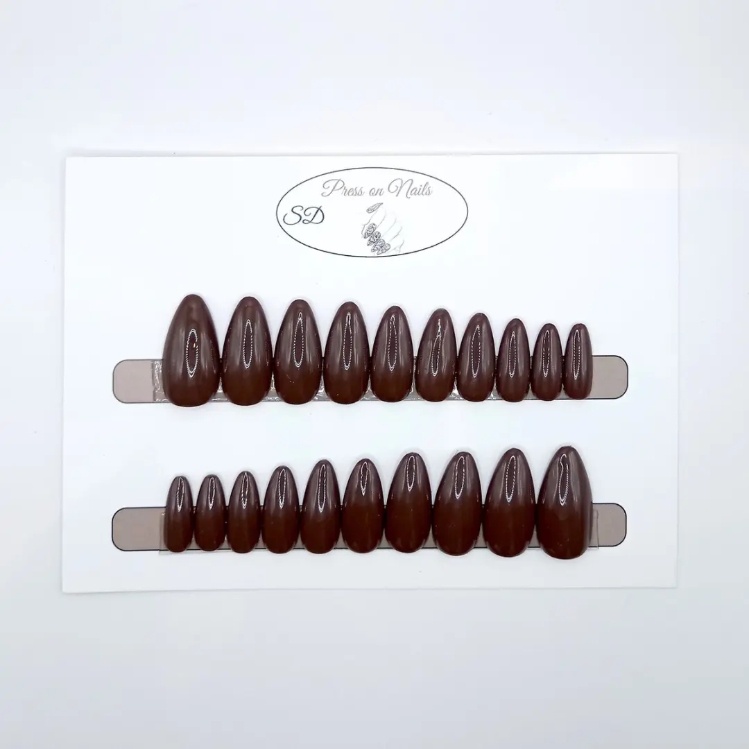 SD Press on Nails B-133 Plaknagels - 20 Stuks - Bruin
