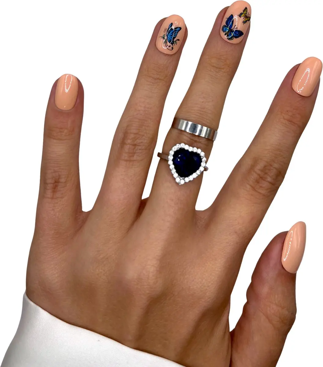 SD Press on Nails B11 Plaknagels Nude - 20 Stuks - Blauwe vlinders - afbeelding 6 van 6