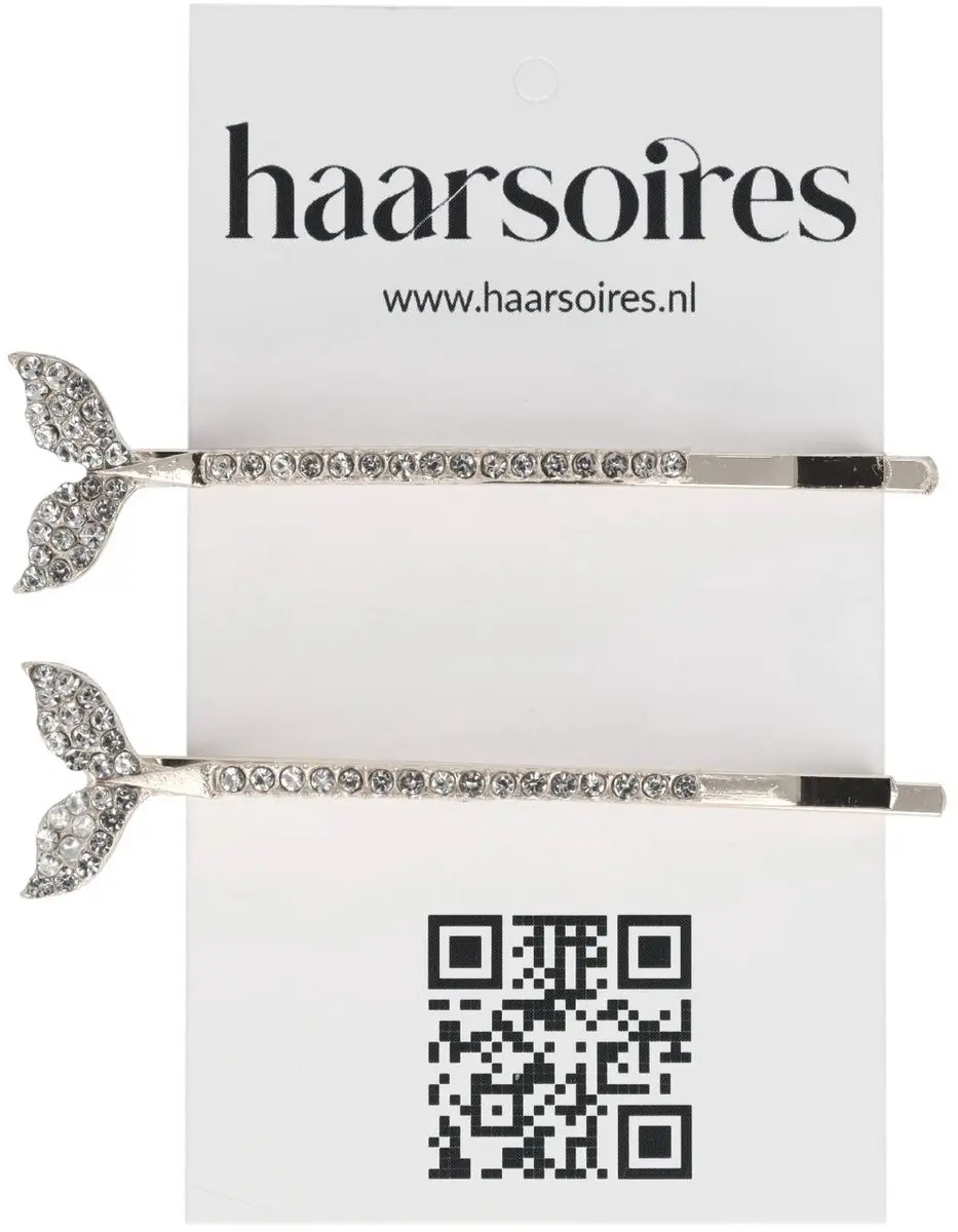 Haarsoires Haarspeld Schuifspeldjes Recht 6cm - Strass Zilver - 2 Stuks