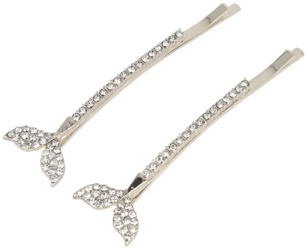 Haarsoires Haarspeld Schuifspeldjes Recht 6cm - Strass Zilver - 2 Stuks