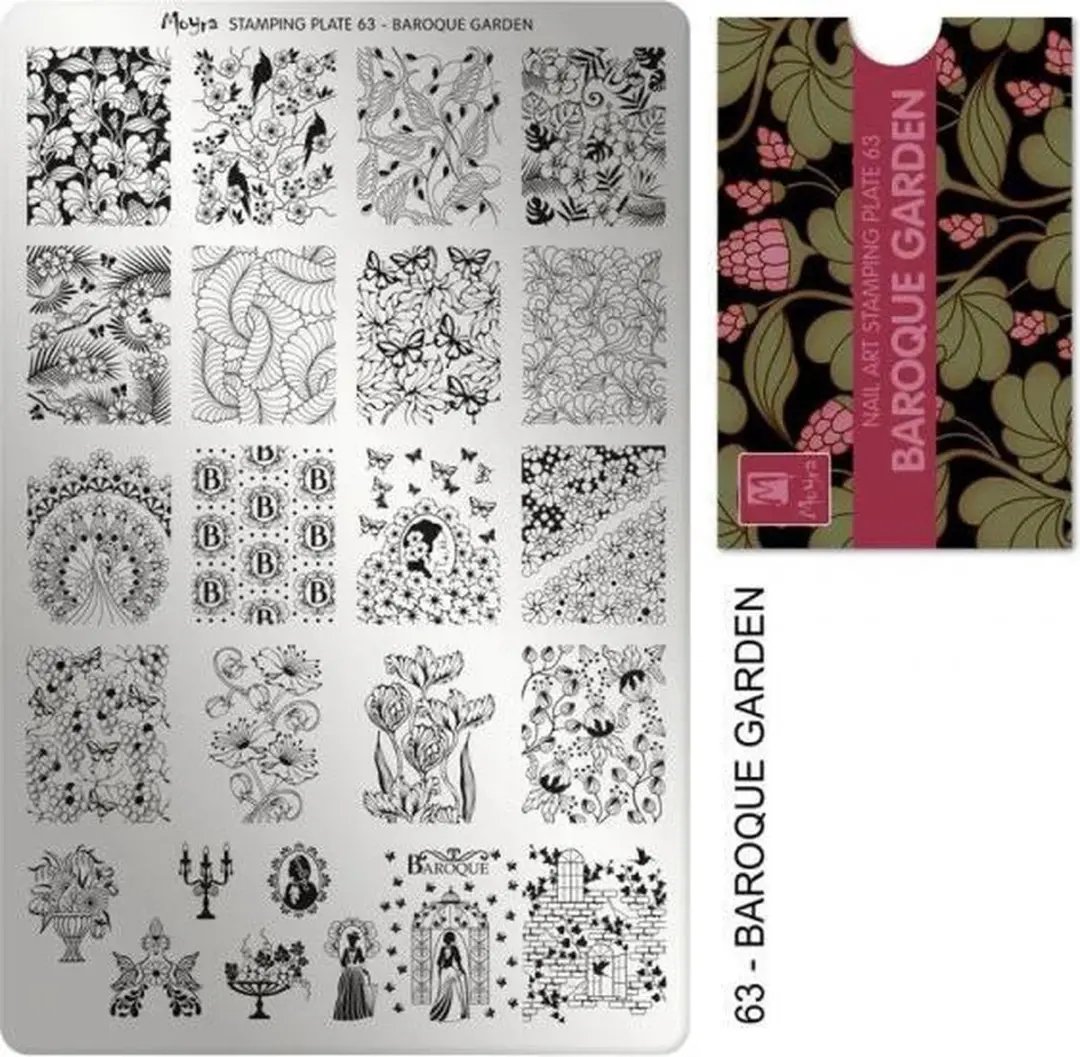 Moyra Nail Art Stamping Plate 63 Baroque Garden