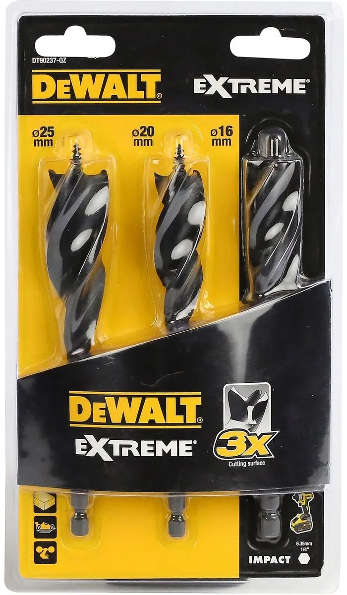 DeWalt DT90237 Speedboor Tri-Flute Extreme 3-delig - 16/20/25mm
