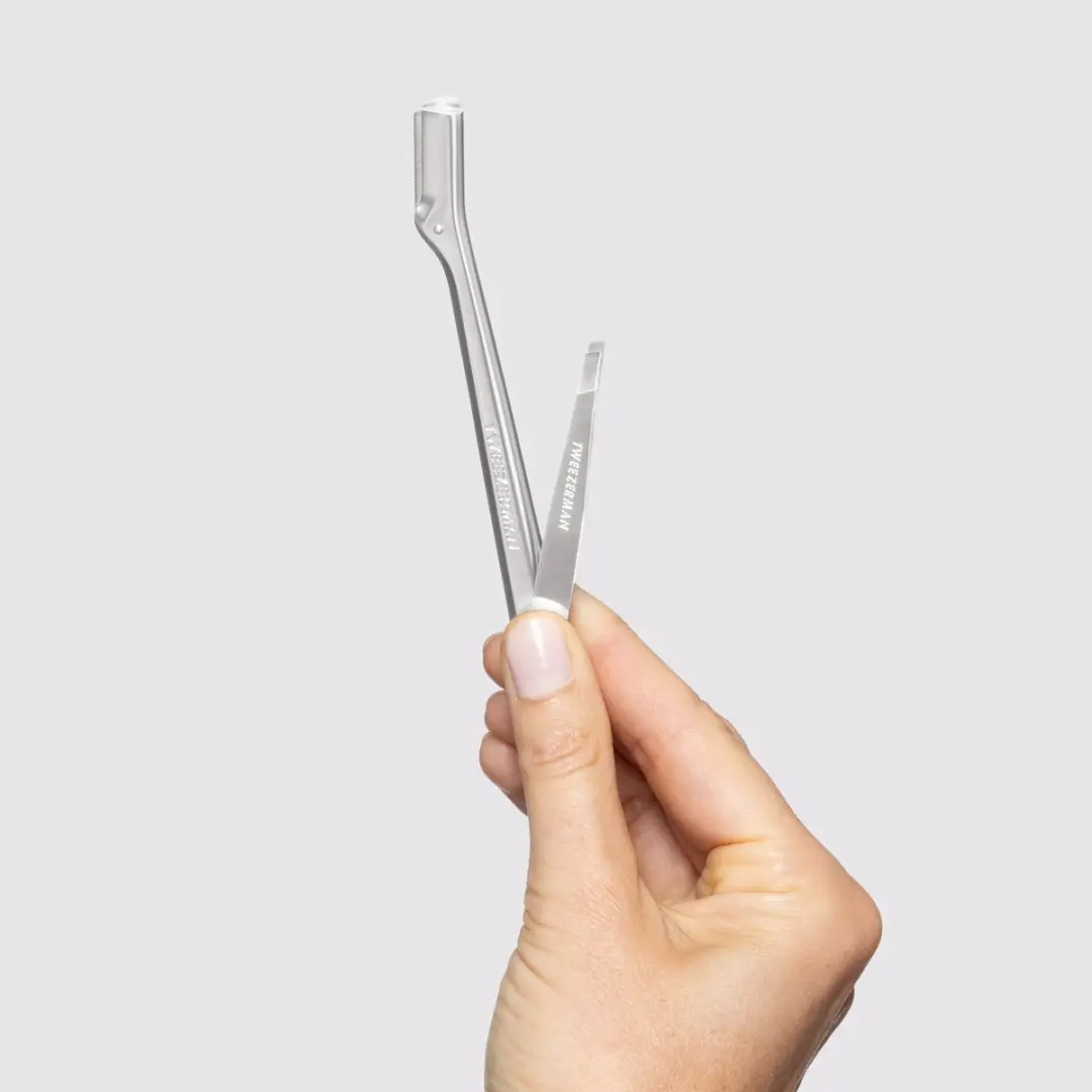 Tweezerman Wenkbrauwmesje & Mini Pincet Set - Zilver