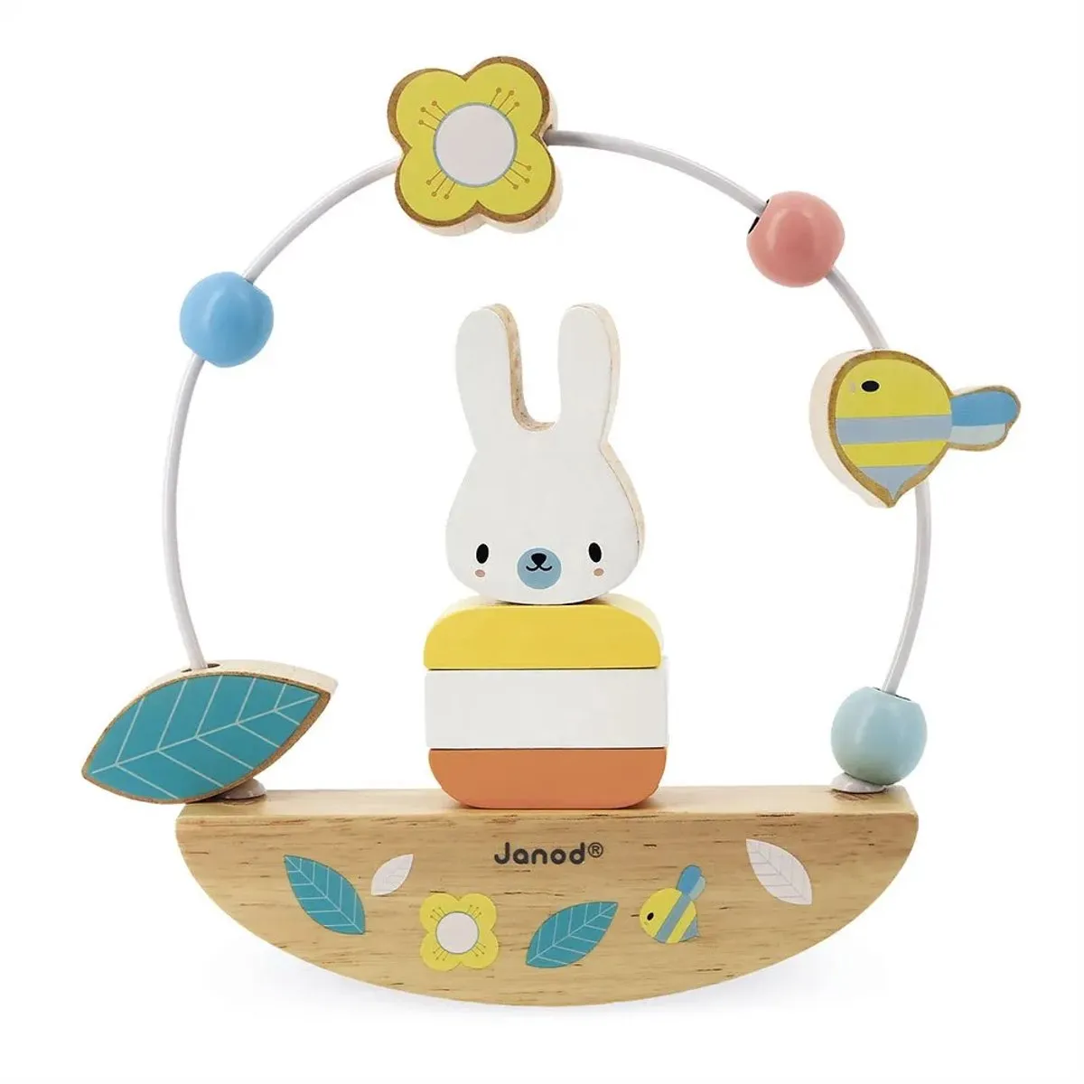 Janod Pure Kralendoolhof & Schommelend Konijn - 4 Stukken - Multicolor