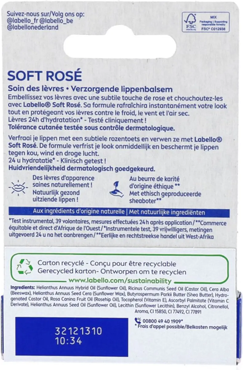 Labello Lippenbalsem Soft Rosé 24H - 4.8g