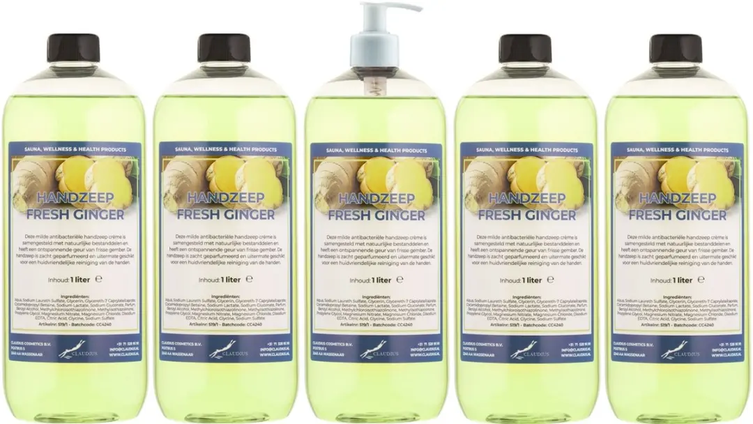 Splashbox Cosmetics Handzeep Fresh Ginger 1L - 5 Stuks