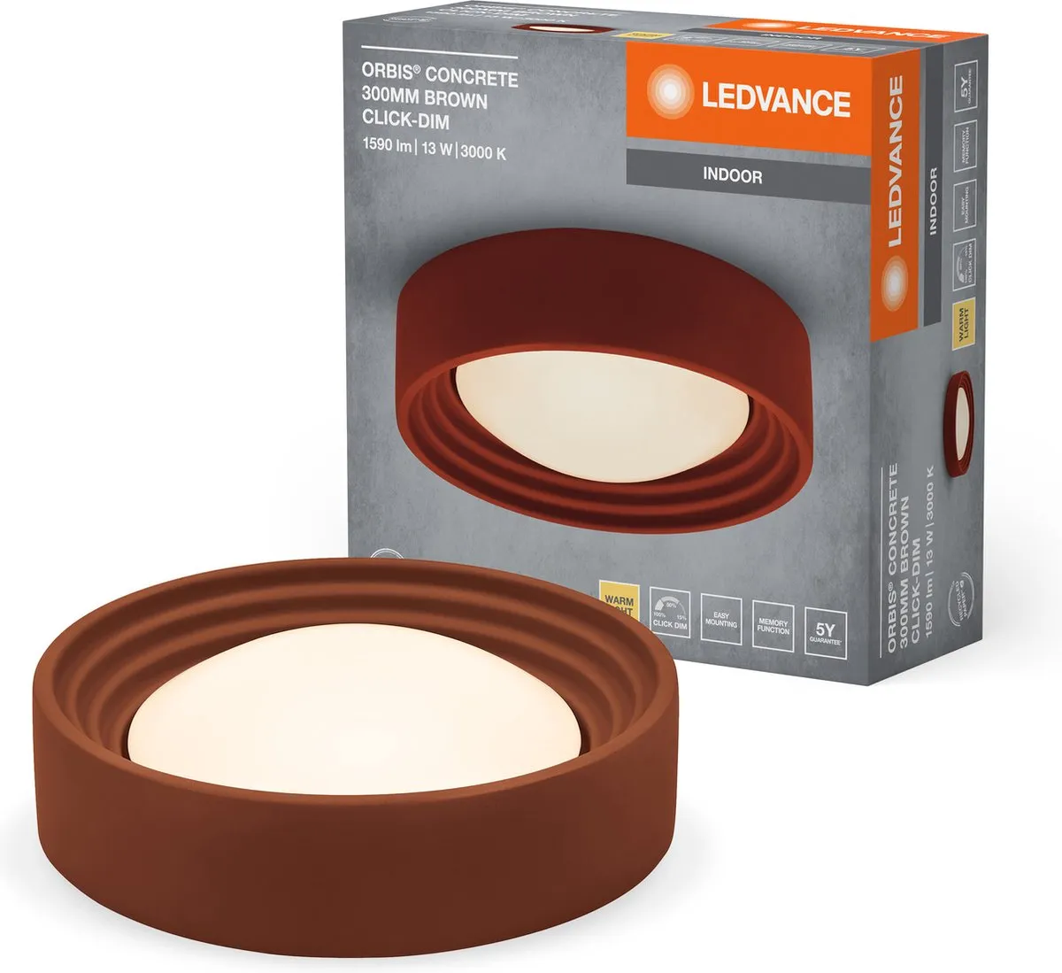 LEDVANCE Orbis Concrete Plafondlamp 13W 800lm - Bruin