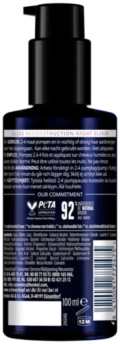 Gliss Night Elixer Overnight Reconstruction - 6x100ml