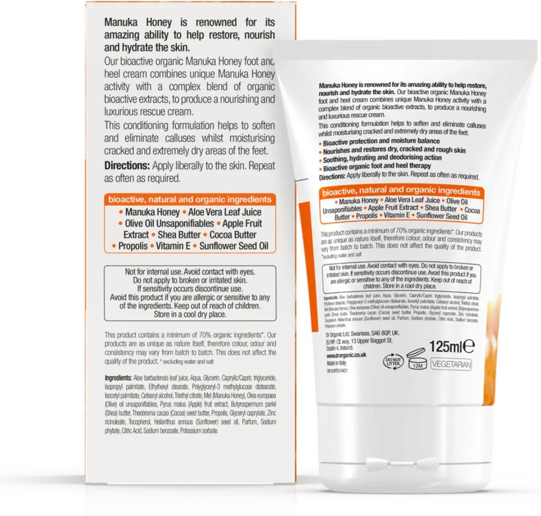Dr. Organic Manuka Honing Voetcrème 125ml - 6 Stuks