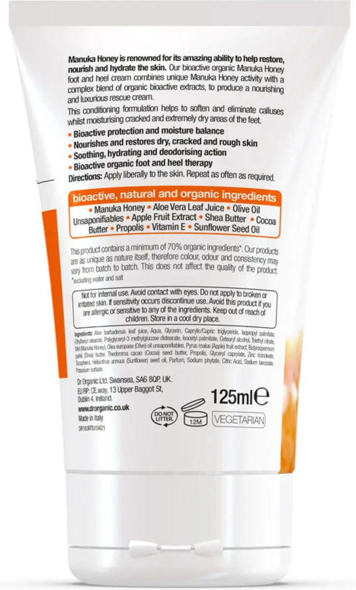 Dr. Organic Manuka Honing Voetcrème 125ml - 6 Stuks