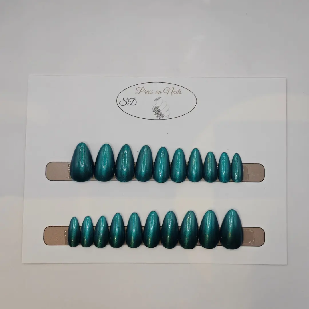 SD Press on Nails B-239 Plaknagels 20 Stuks - Blauwgroen Shimmer - afbeelding 6 van 6