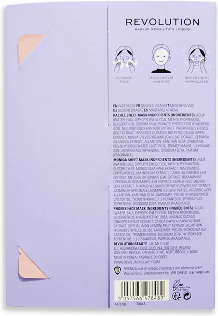 Makeup Revolution X Friends Phoebe Monica Rachel Gezichtsmaskers - 3 Stuks
