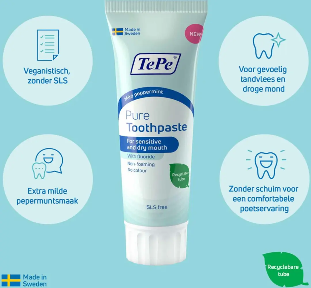 TePe Pure Mild Peppermint Tandpasta - 12x75ml