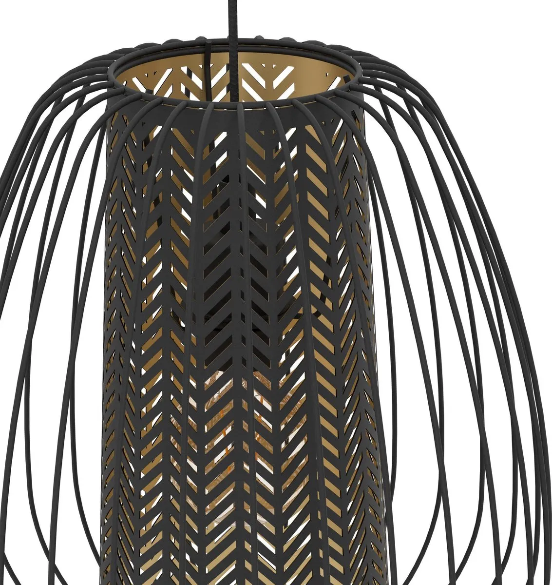 Eglo Curasao Hanglamp E27 - 3 Lichthoorns - 99,5 cm - Zwart/Goud