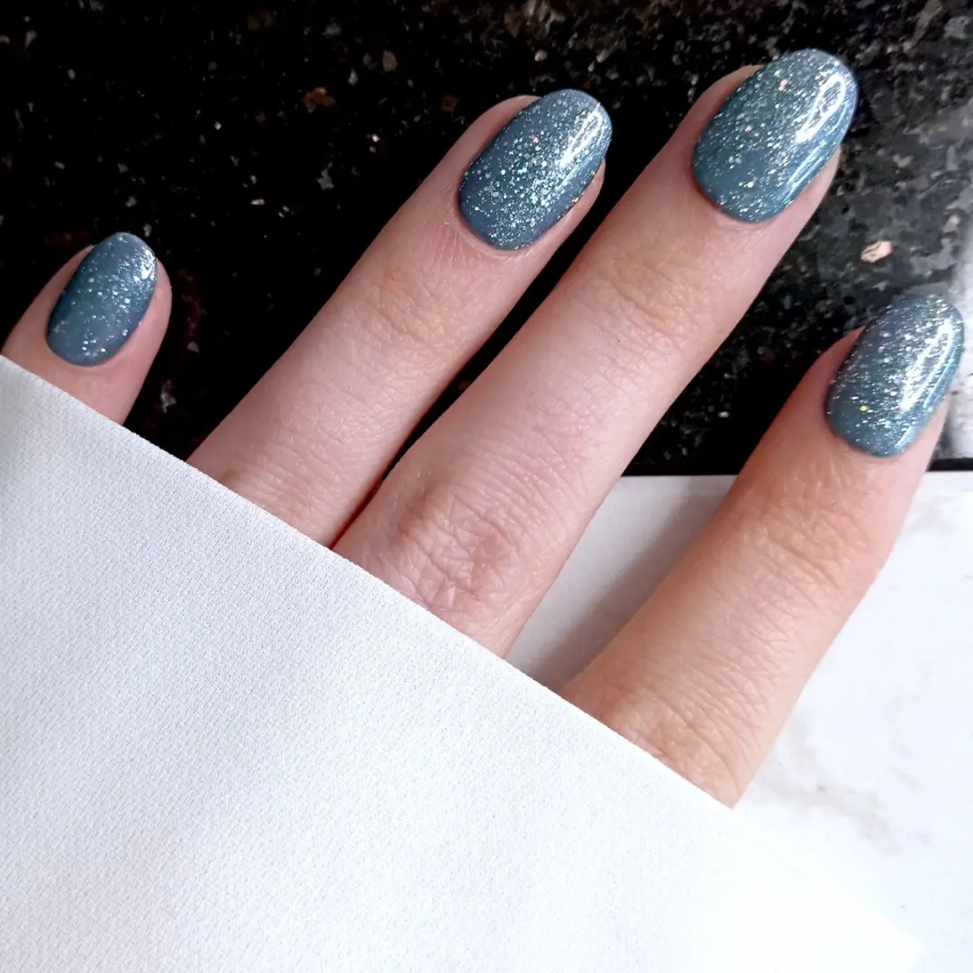 SD Press on Nails B-163 Blauw Glitter Nagelset - 20 Stuks
