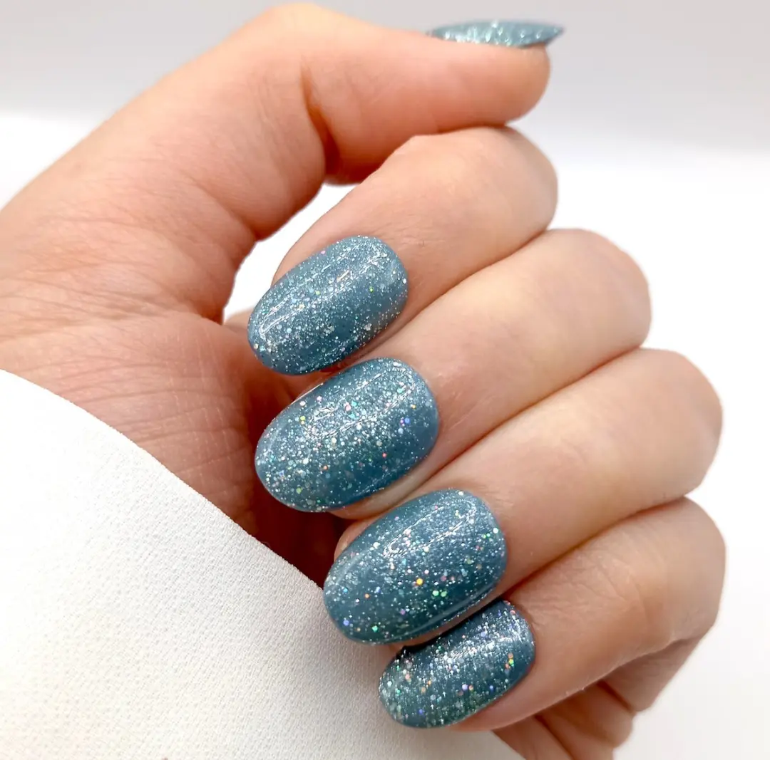 SD Press on Nails B-163 Blauw Glitter Nagelset - 20 Stuks